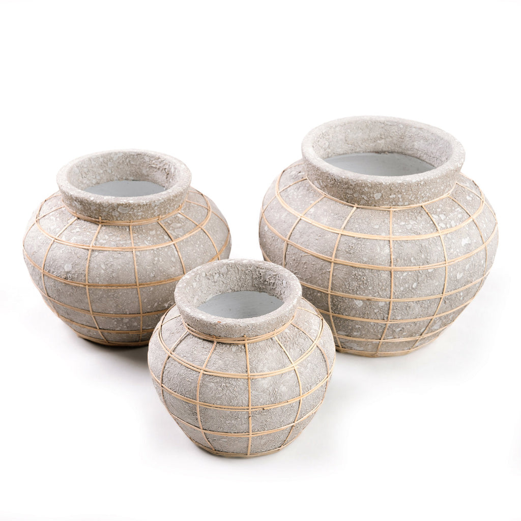 Bazar Bizar Vase En Terre Cuite Belly Béton/Naturel Ø33 x H27 cm
