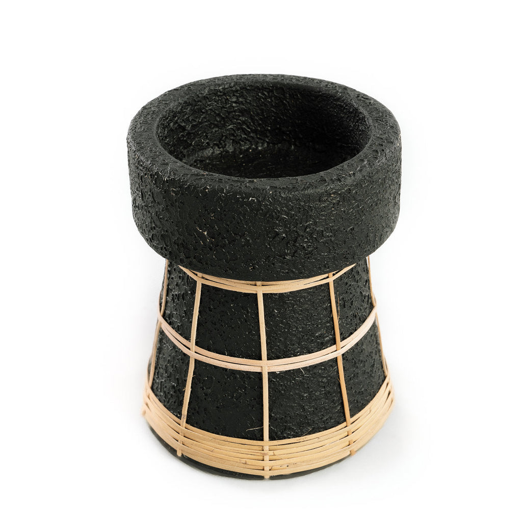 Bazar Bizar Terracotta Kandelaar Serene Zwart/Naturel Ø12 x H16 cm