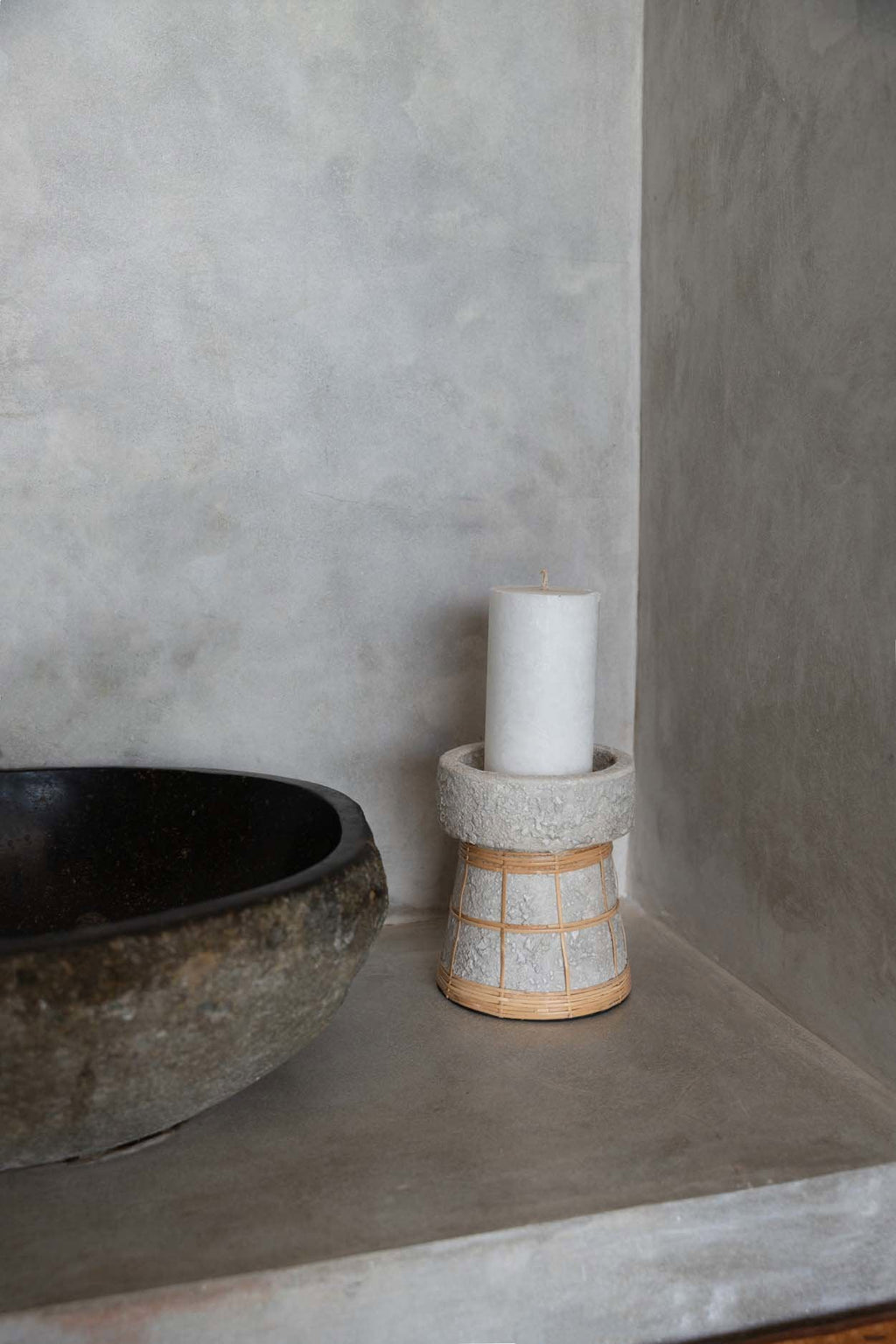 Bazar Bizar Terracotta Kandelaar Serene Beton/Naturel Ø12 x H20 cm