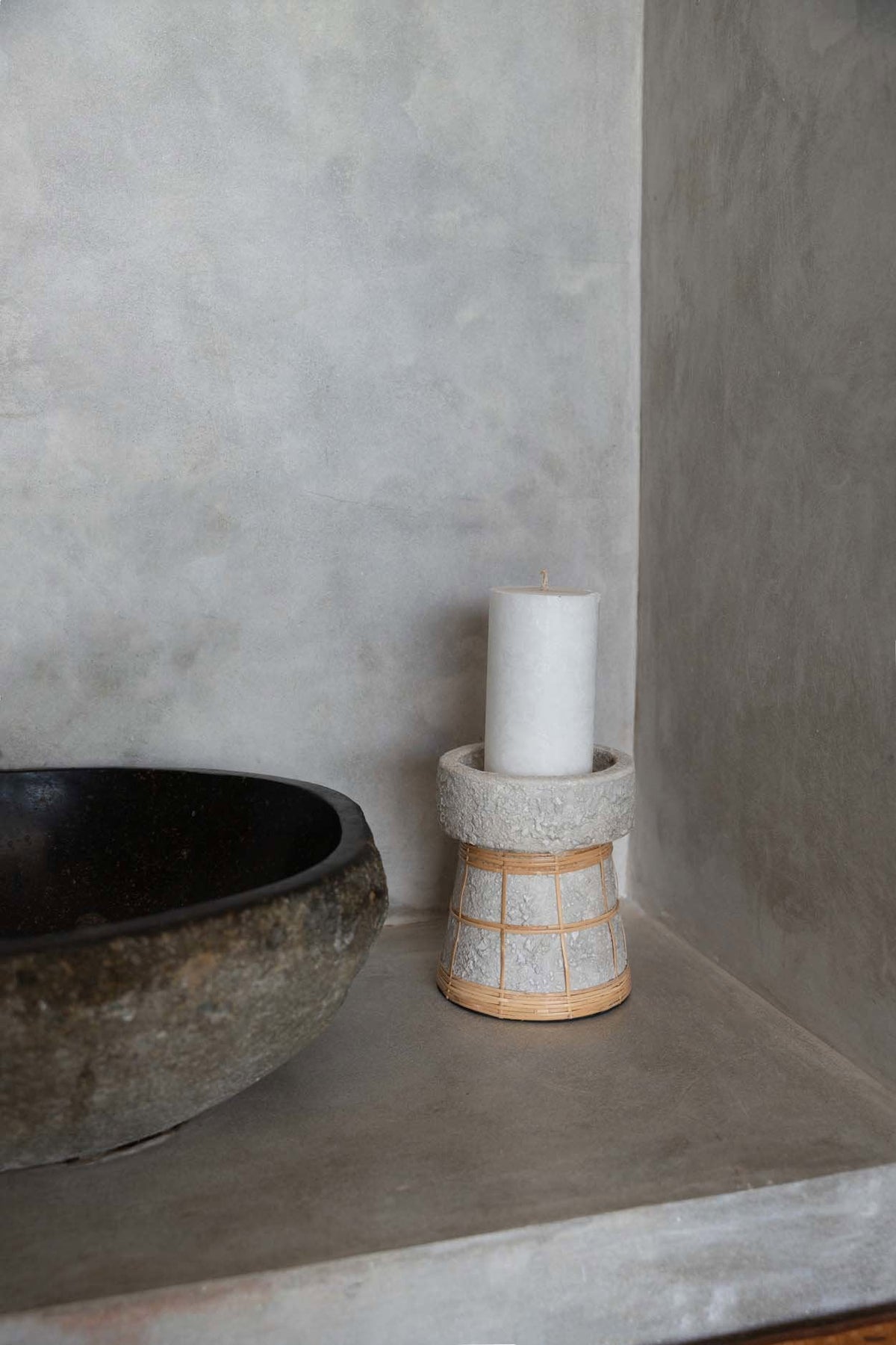 Bazar Bizar Terracotta Kandelaar Serene Beton/Naturel Ø12 x H20 cm