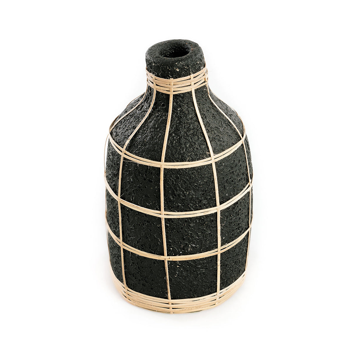Bazar Bizar Vase En Terre Cuite Whoopy Noir/Naturel Ø13 x H24 cm