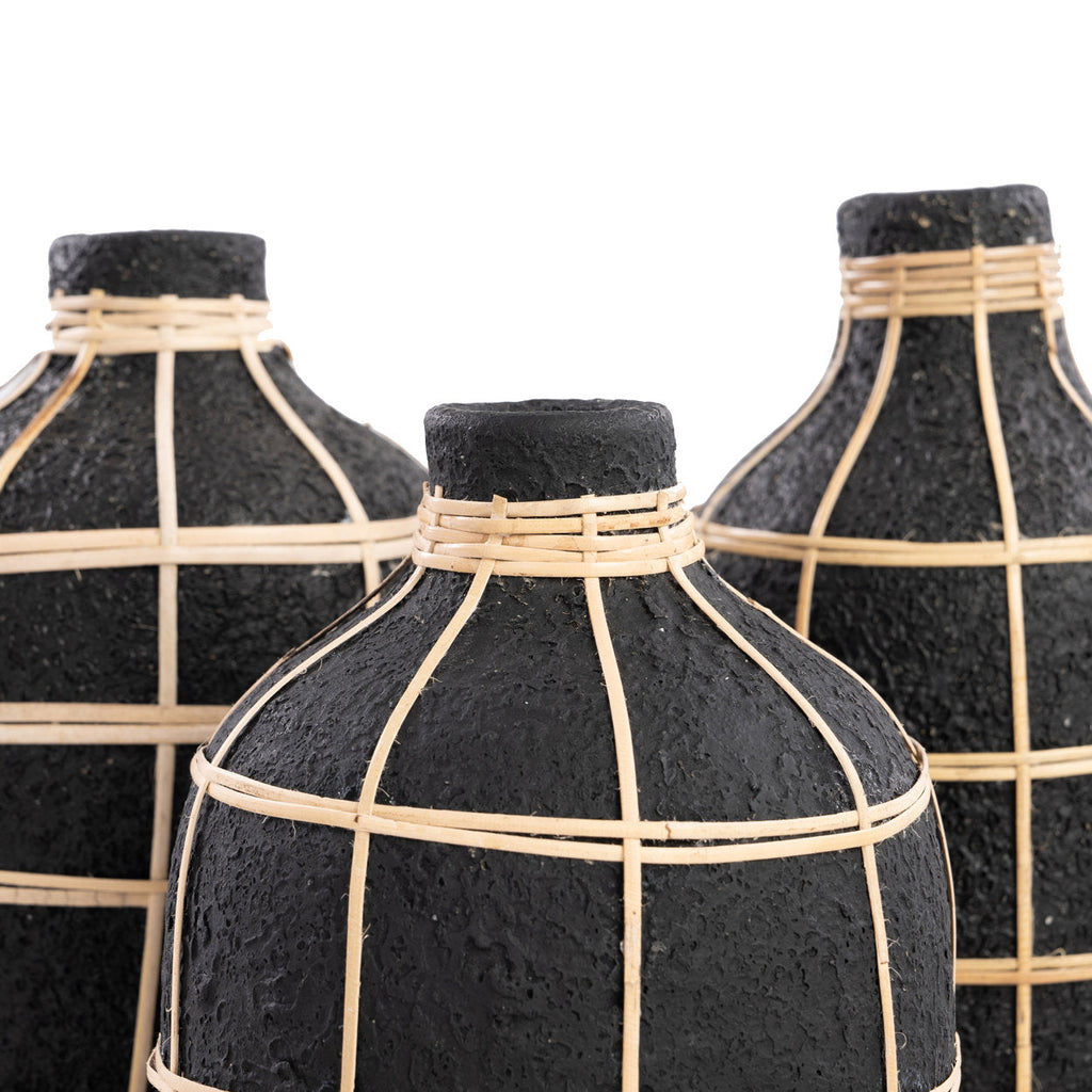 Bazar Bizar Vase En Terre Cuite Whoopy Noir/Naturel Ø13 x H24 cm
