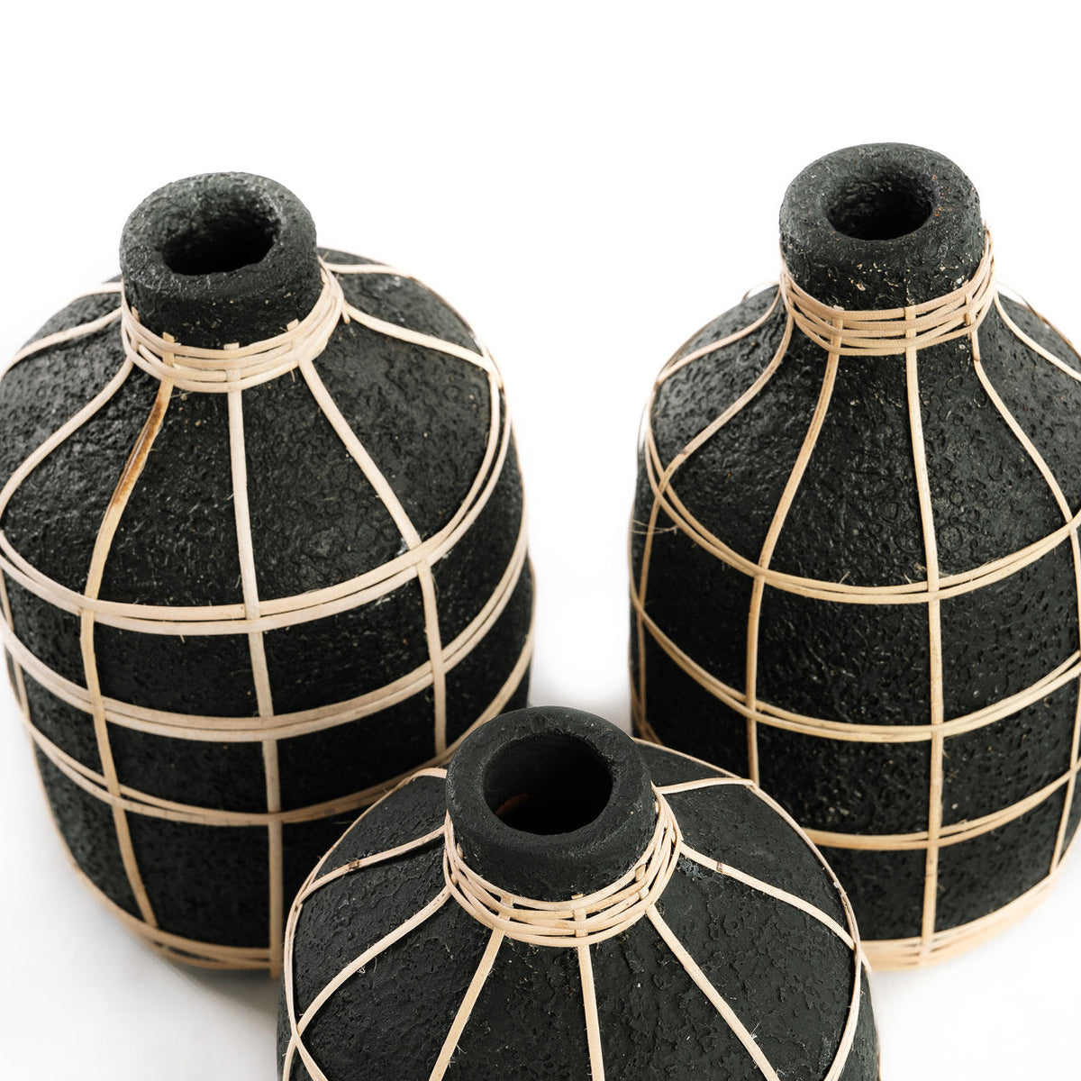 Bazar Bizar Terracotta Vaas Whoopy Zwart/Naturel Ø13 x H23 cm