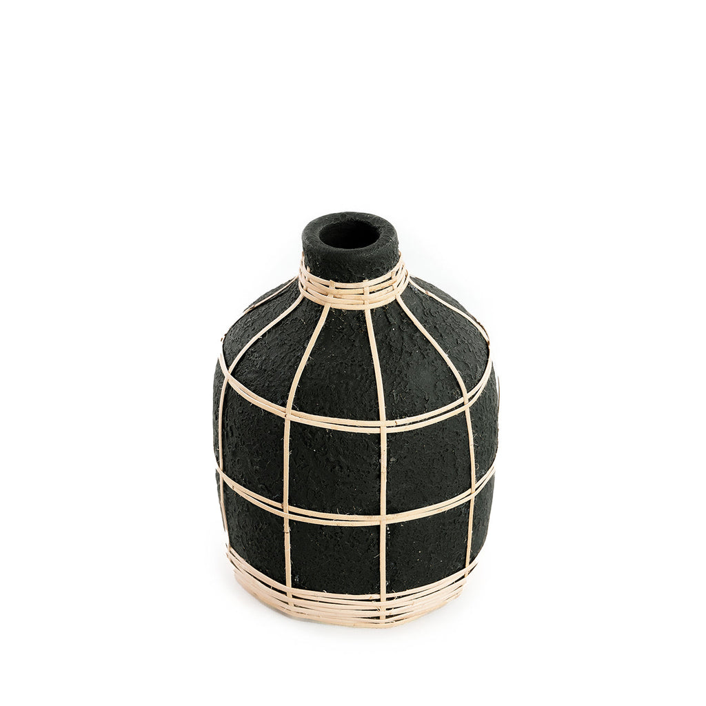 Bazar Bizar Vase En Terre Cuite Whoopy Noir/Naturel Ø13 x H19 cm