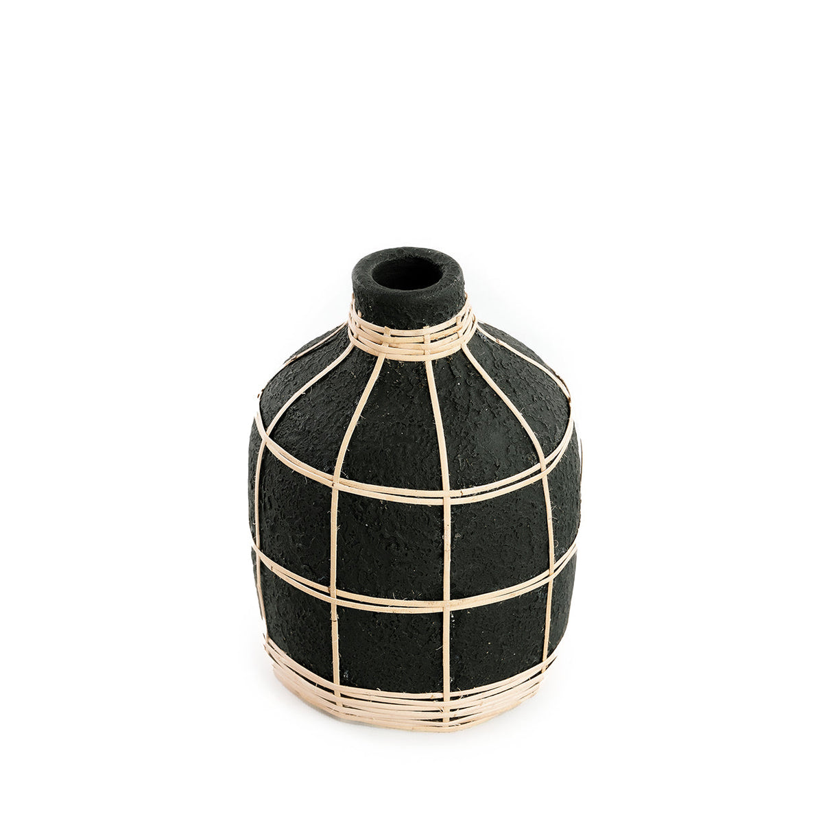 Bazar Bizar Vase En Terre Cuite Whoopy Noir/Naturel Ø13 x H19 cm