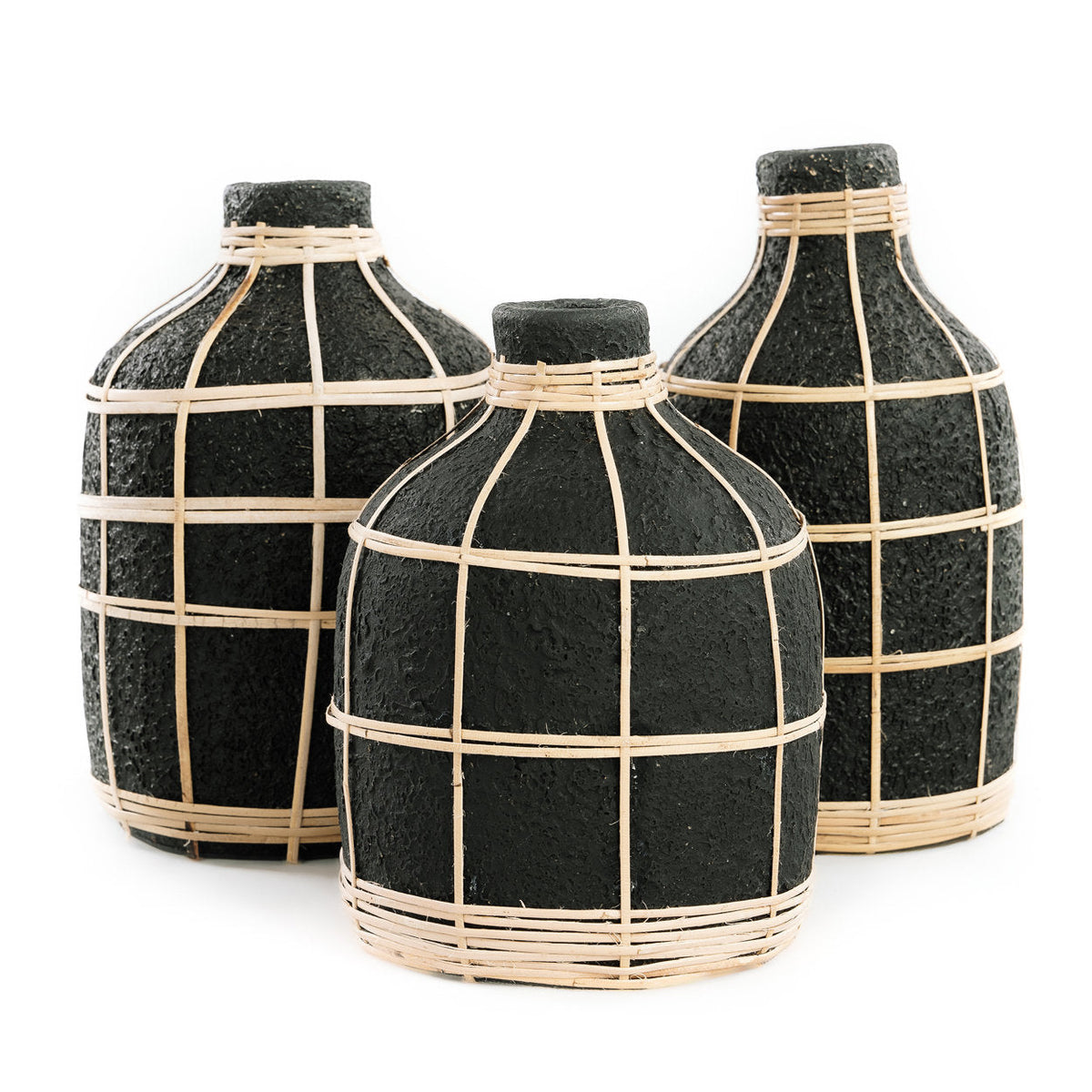 Bazar Bizar Terracotta Vaas Whoopy Zwart/Naturel Ø13 x H19 cm