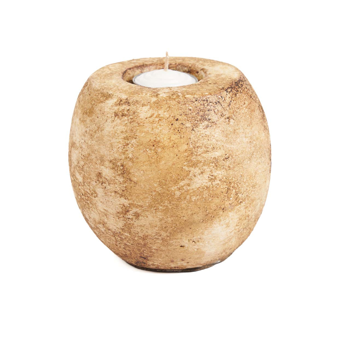 Bazar Bizar Terracotta Kandelaar Cavestone Crème Ø13 x H12 cm