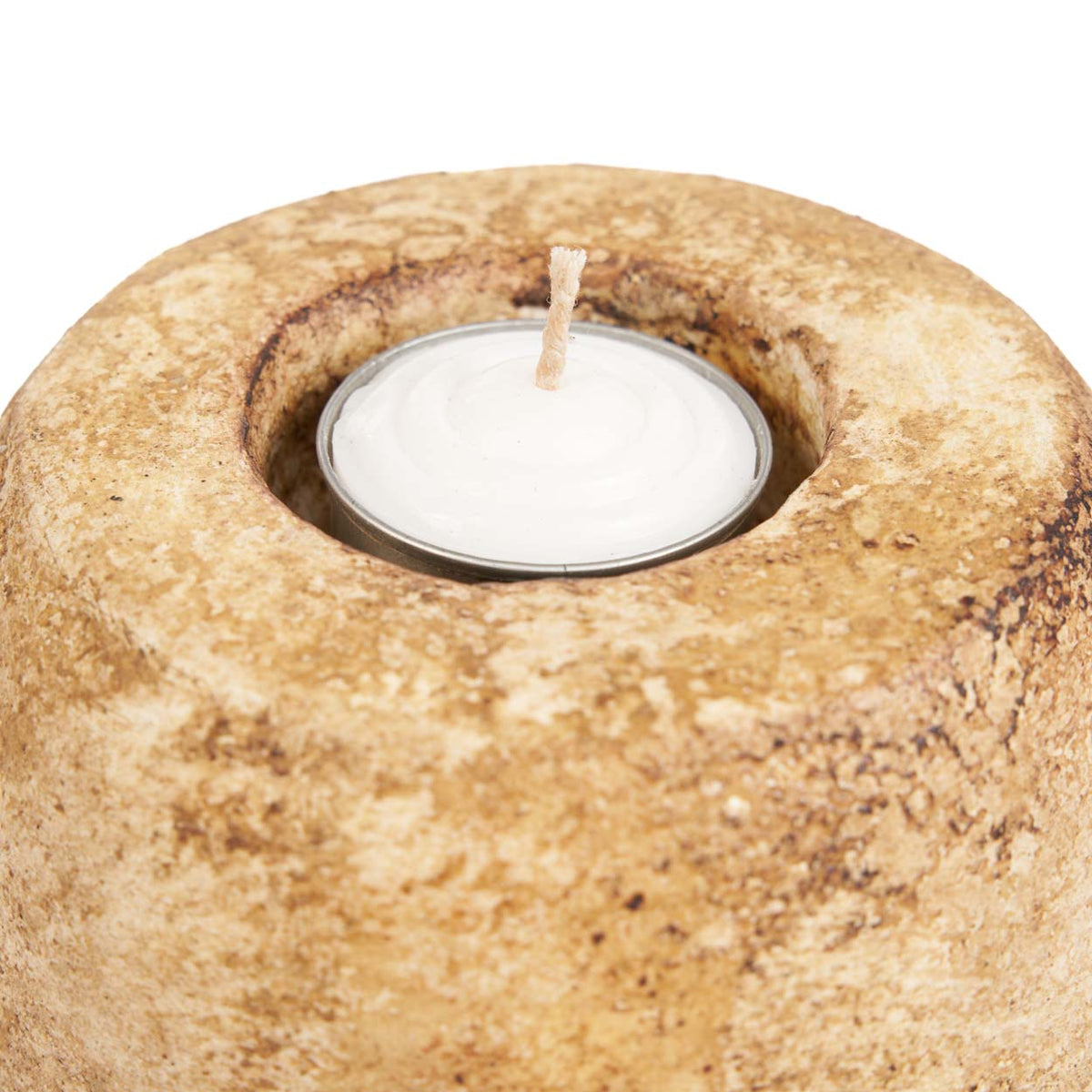 Bazar Bizar Terracotta Kandelaar Cavestone Crème Ø13 x H12 cm