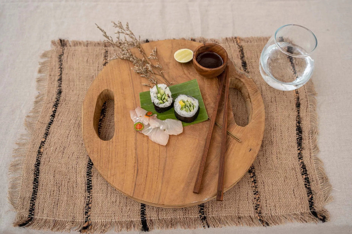 Bazar Bizar Teakhouten Dienblad Teak Root Naturel Ø30 cm
