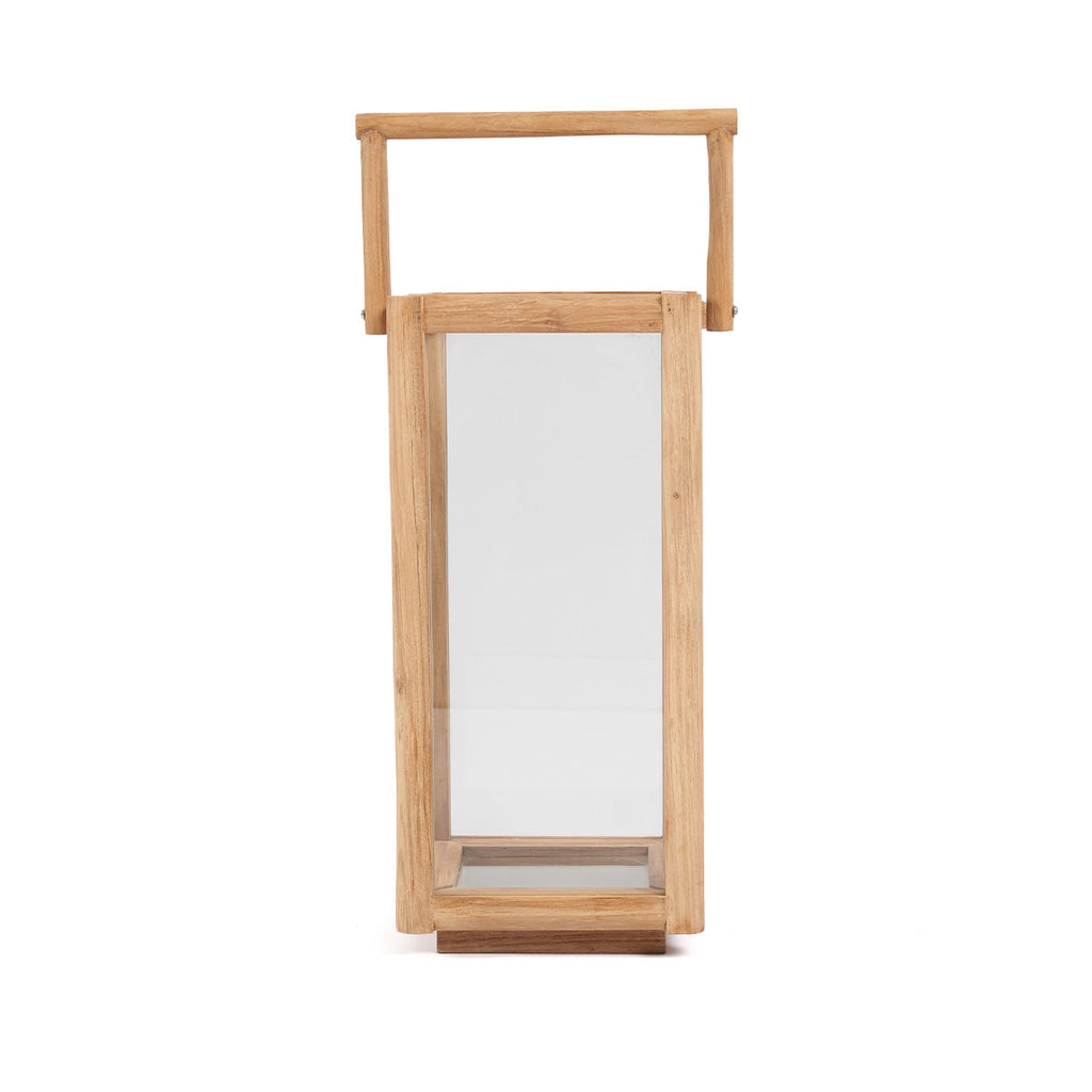 Bazar Bizar Gerecycleerd Teakhouten Lantaarn Nusa Naturel 28 x 28 x 60 cm
