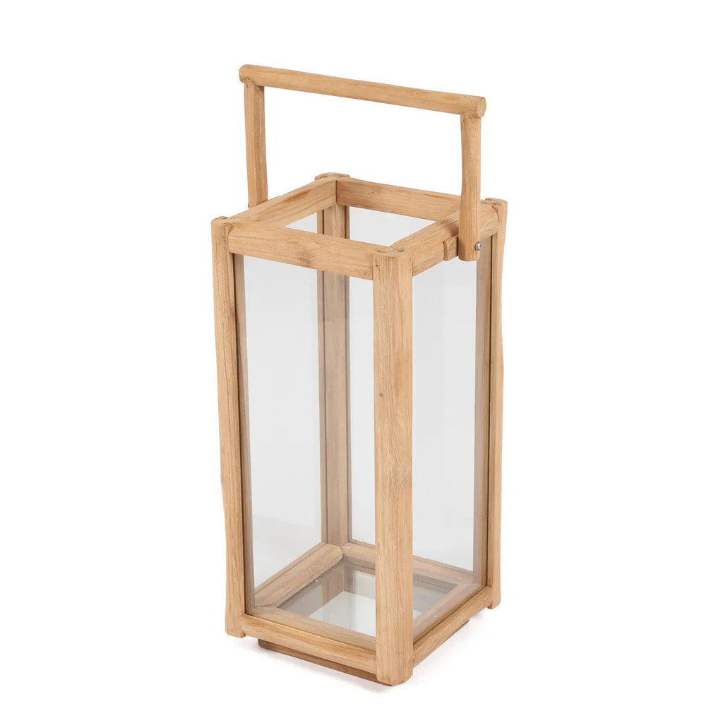Bazar Bizar Gerecycleerd Teakhouten Lantaarn Nusa Naturel 28 x 28 x 60 cm