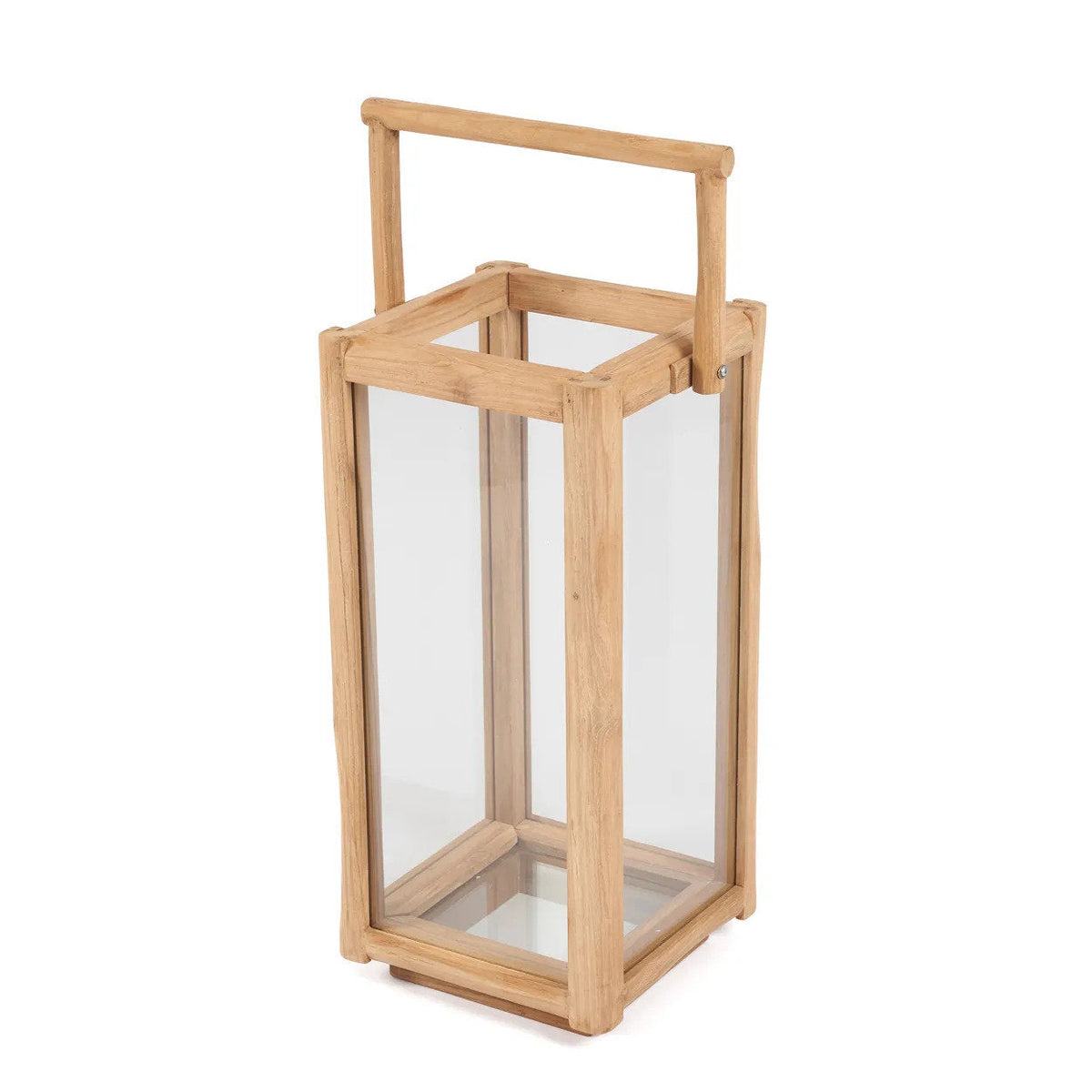 Bazar Bizar Gerecycleerd Teakhouten Lantaarn Nusa Naturel 28 x 28 x 60 cm