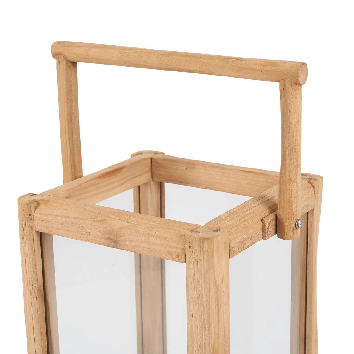 Bazar Bizar Gerecycleerd Teakhouten Lantaarn Nusa Naturel 28 x 28 x 60 cm