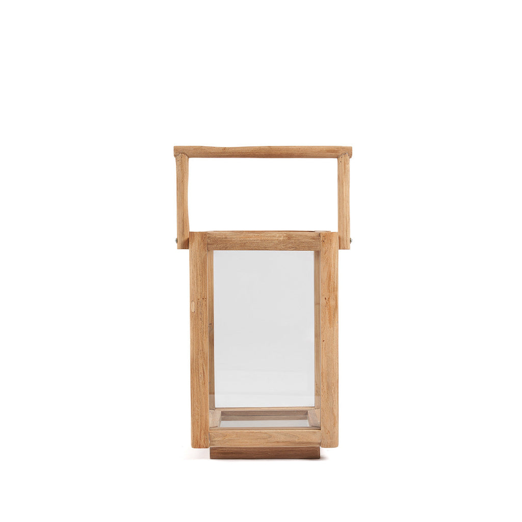 Bazar Bizar Gerecycleerd Teakhouten Lantaarn Nusa Naturel 28 x 28 x 43 cm