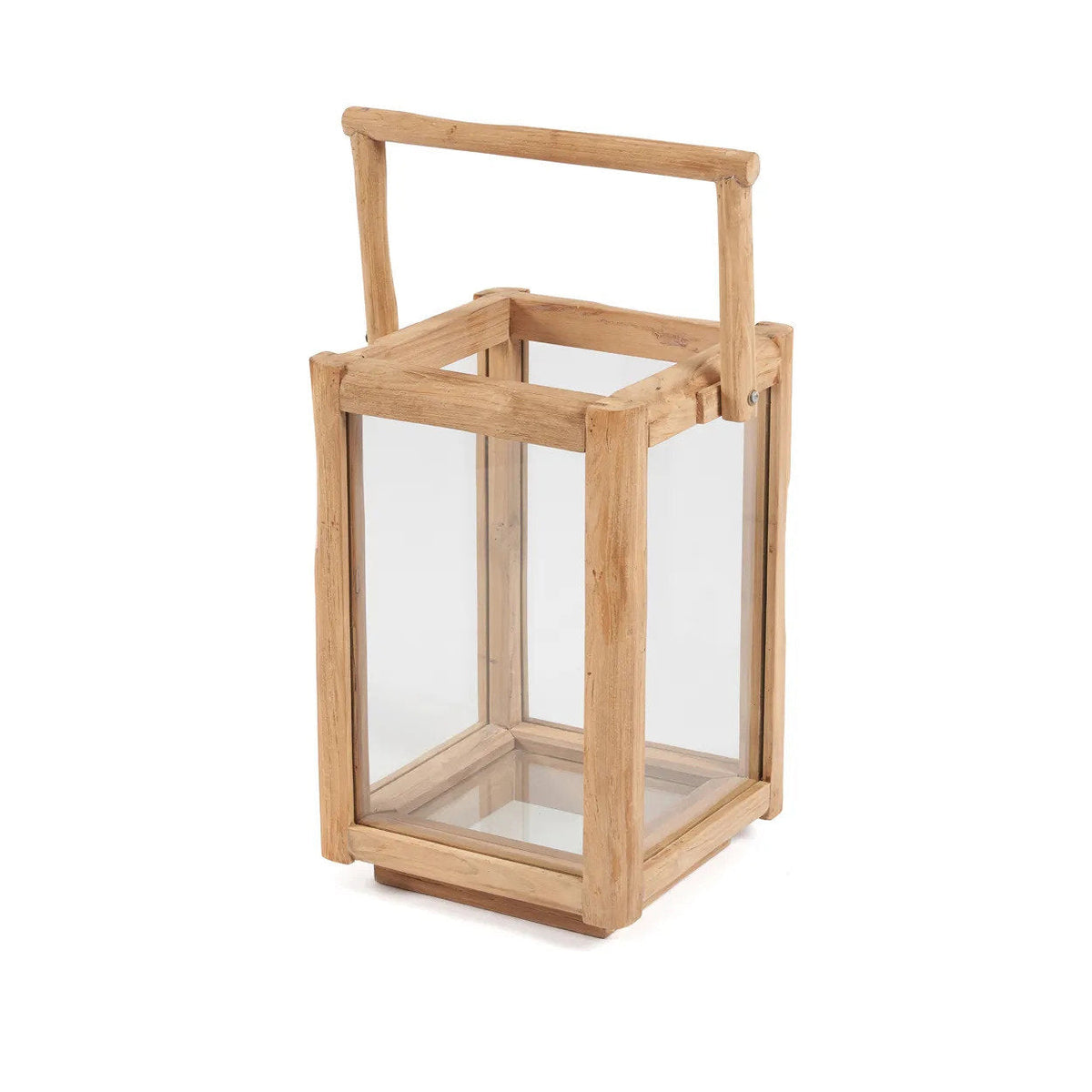 Bazar Bizar Gerecycleerd Teakhouten Lantaarn Nusa Naturel 28 x 28 x 43 cm