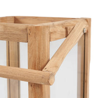 Bazar Bizar Gerecycleerd Teakhouten Lantaarn Nusa Naturel 28 x 28 x 43 cm
