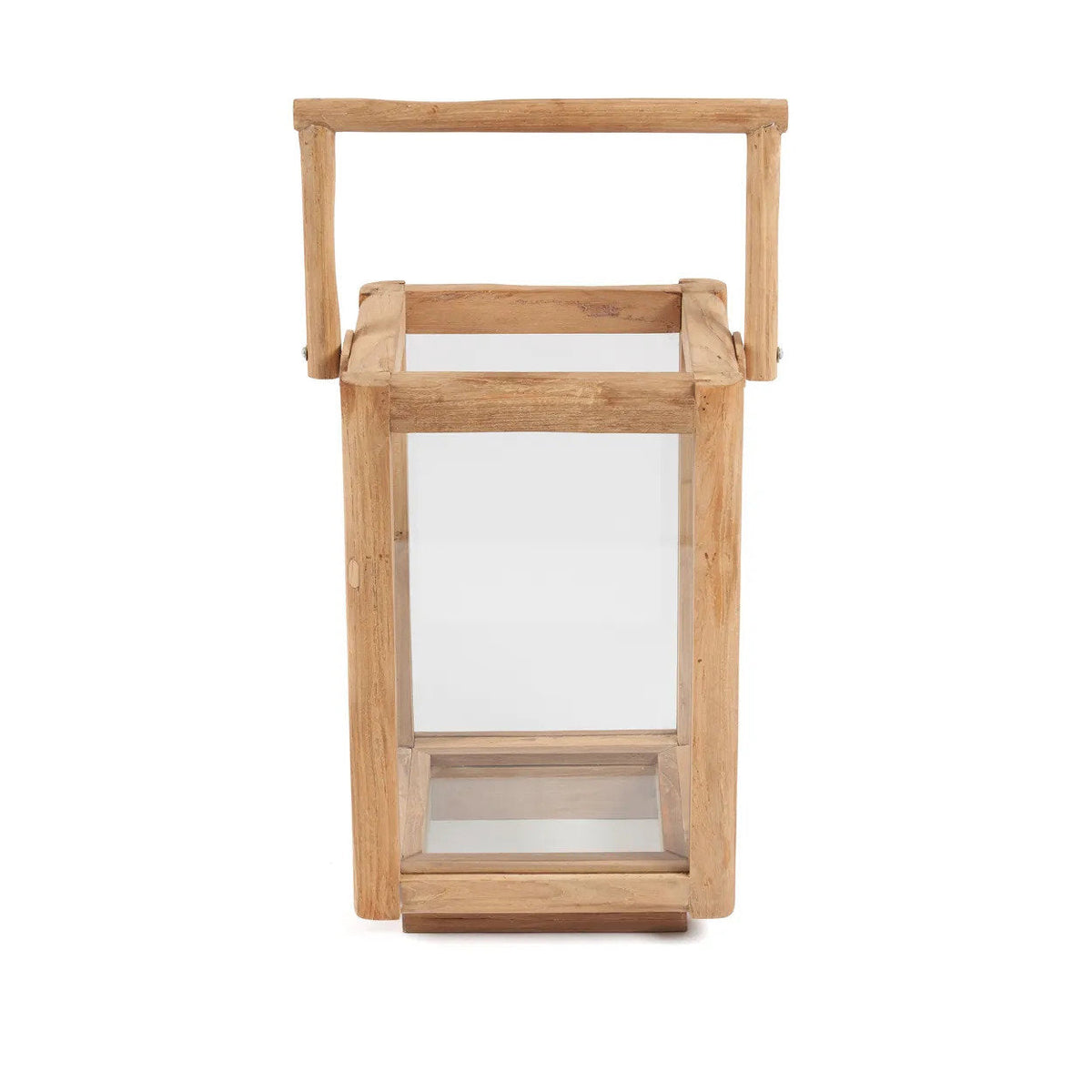 Bazar Bizar Gerecycleerd Teakhouten Lantaarn Nusa Naturel 28 x 28 x 43 cm