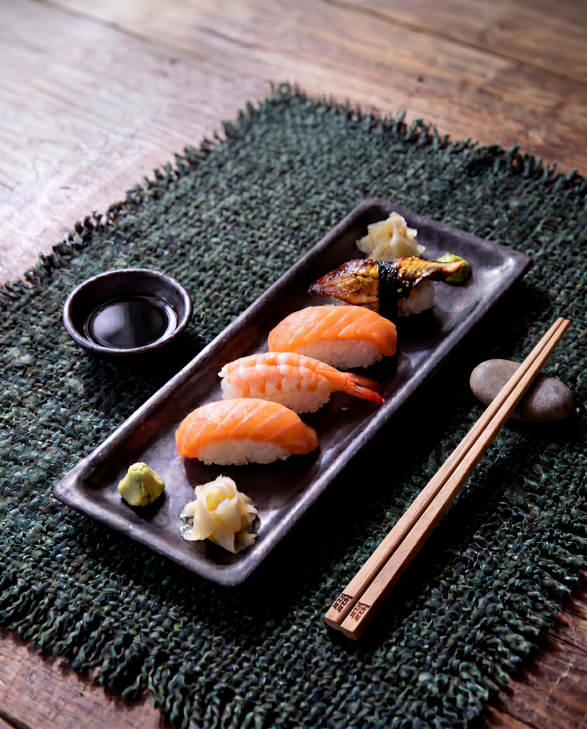 Bazar Bizar Terracotta Schaal Burned Sushi Plate Zwart 36 x 17 cm