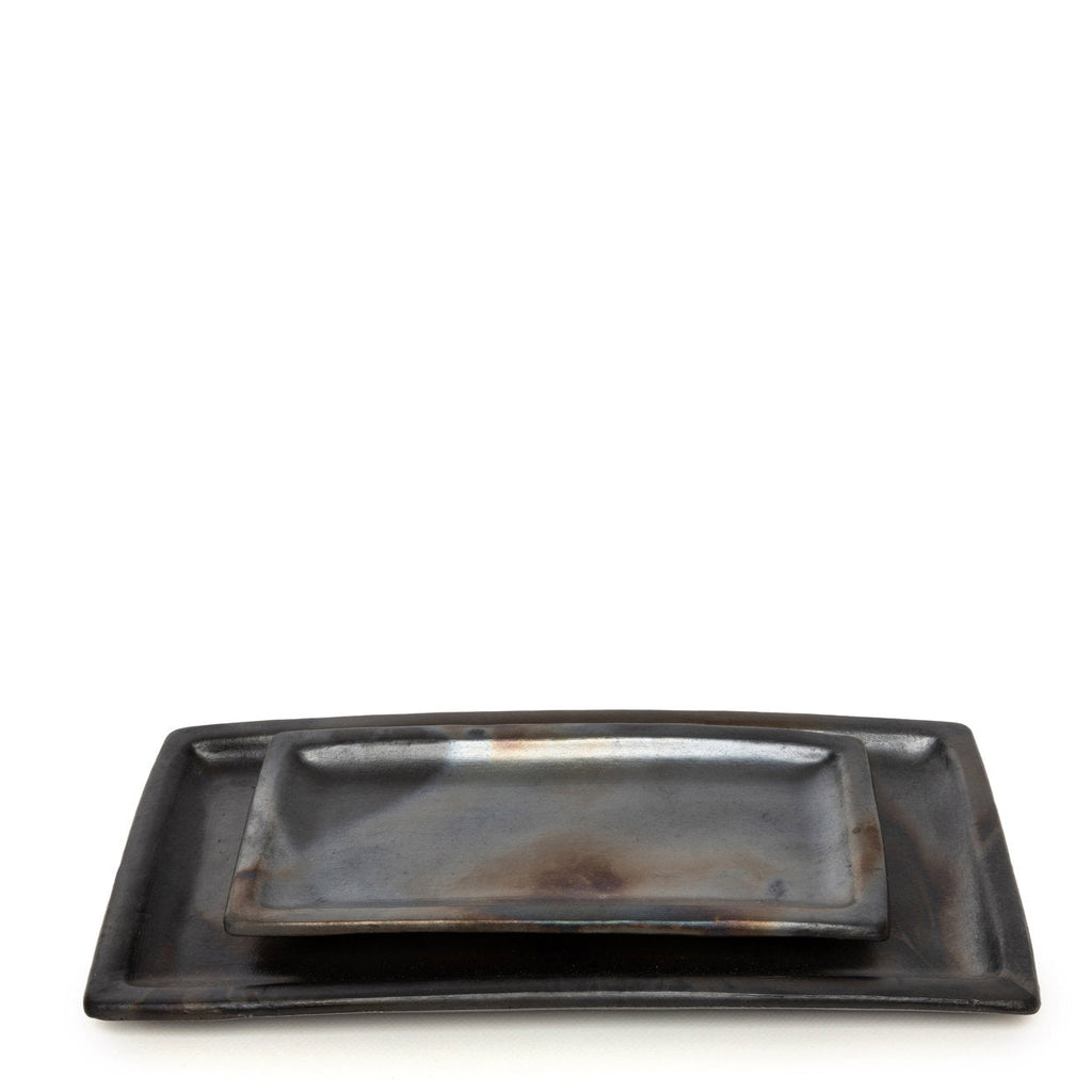 Bazar Bizar Terracotta Schaal Burned Sushi Plate Zwart 36 x 17 cm