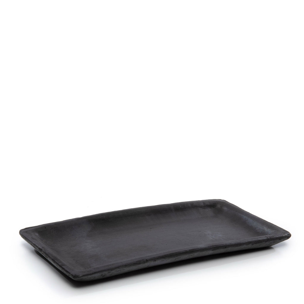 Bazar Bizar Terracotta Schaal Burned Sushi Plate Zwart 25 x 12 cm