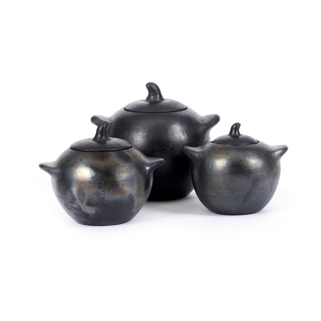 Bazar Bizar Terracotta Voorraadpot Burned Zwart 15 x 13 x 14 cm