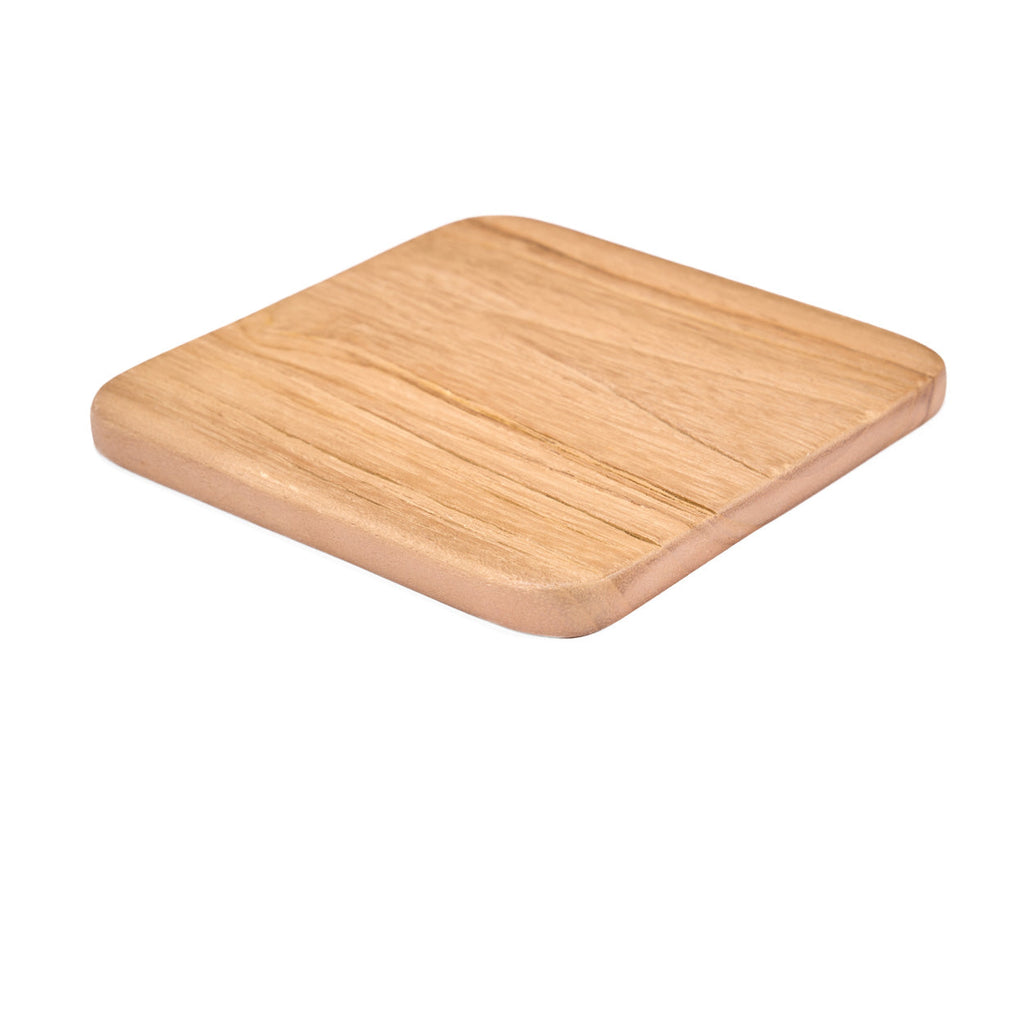 Bazar Bizar Teakhouten Onderzetter Deep Naturel rustiek 10 x 10 cm